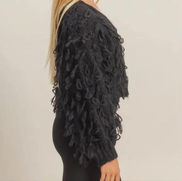 NWT Women's Black Textured Sweater - Picture 3 of 4